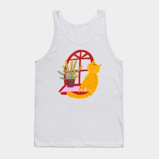 CAT PET AND GINGER PLANT ART Cute Kitty Tank Top